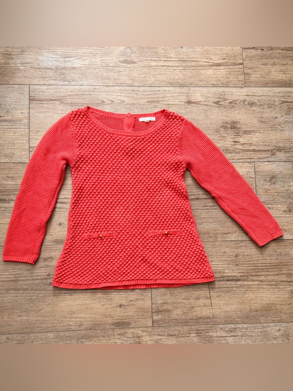 Copper Key Big Girls Large Coral Textured Knit Long Sleeve Sweater